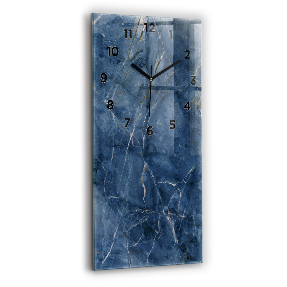 Horloge murale en verre rectangulaire Texture de marbre bleu