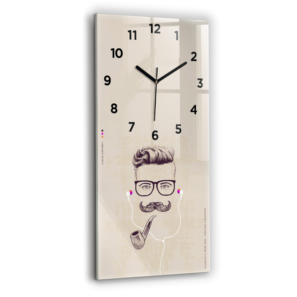Horloge verticale en verre Homme avec une pipe