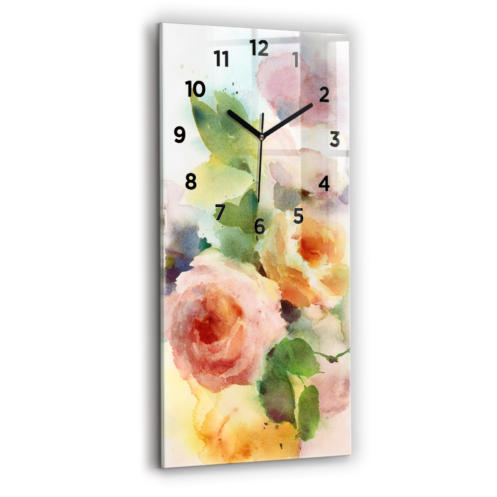 Horloge murale verticale Roses dans un vase aquarelle