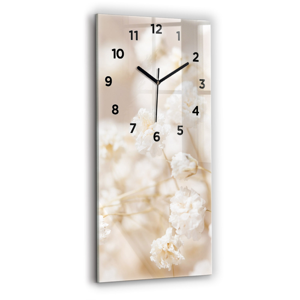 Horloge rectangulaire verticale Petites fleurs blanches