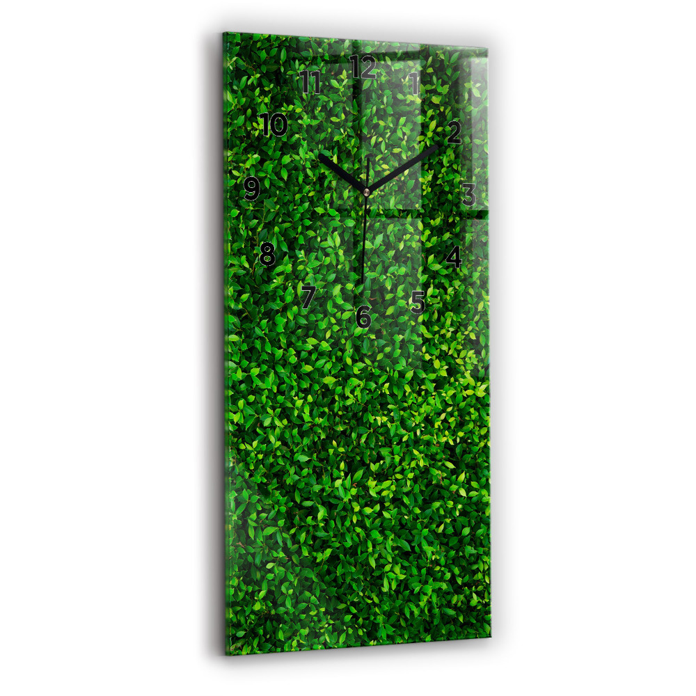 Horloge murale en verre rectangulaire Feuilles de haies