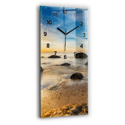 Horloge murale verticale Lever de soleil sur la mer Baltique