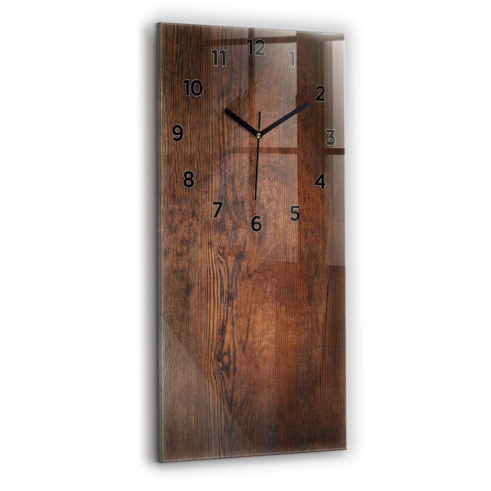Horloge murale en verre rectangulaire Vieux bois
