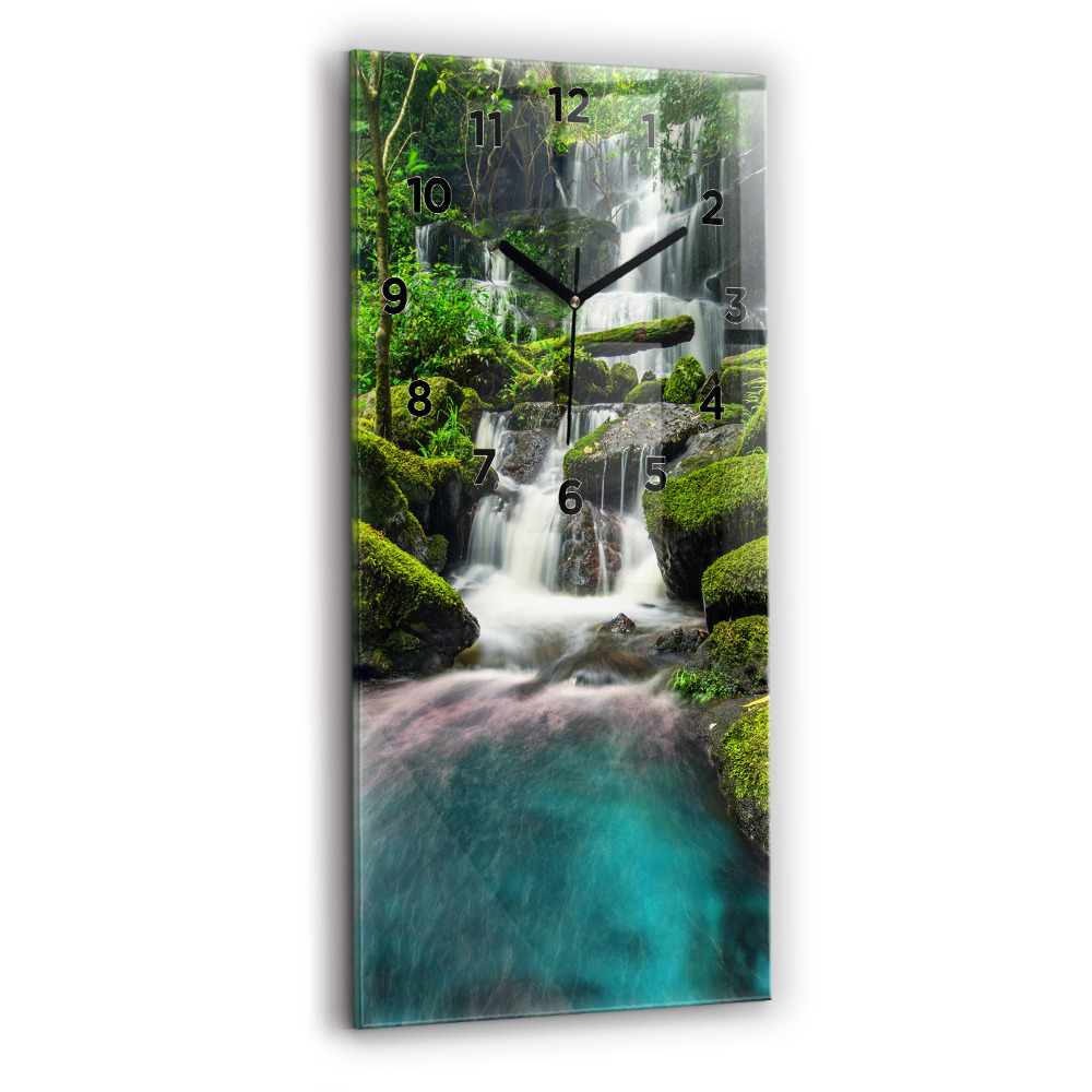 Horloge murale en verre rectangulaire Chute d'eau en Thaïlande