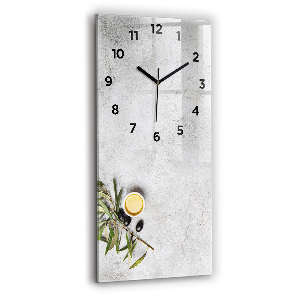 Horloge murale verticale Olives minimalistes