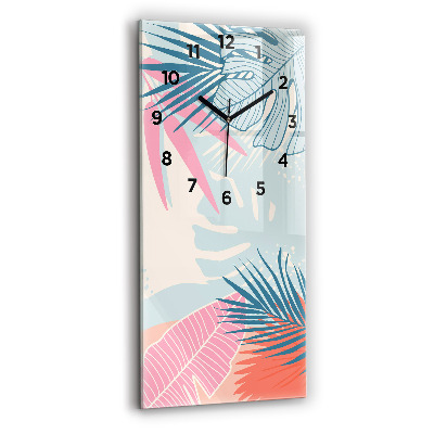 Horloge verticale en verre Feuilles pastel - tropiques