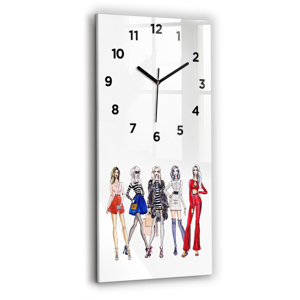 Horloge murale en verre rectangulaire Filles à la mode