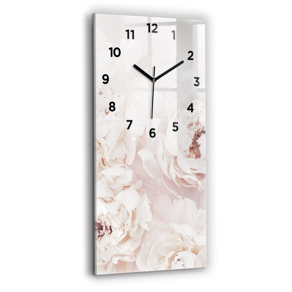 Horloge murale en verre rectangulaire Fleurs de pivoine