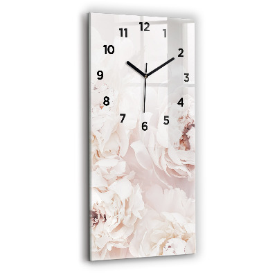 Horloge murale en verre rectangulaire Fleurs de pivoine