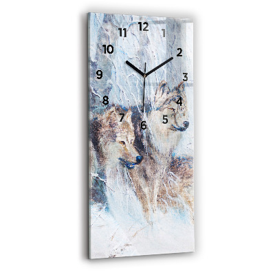 Horloge verticale en verre Loups dans la forêt