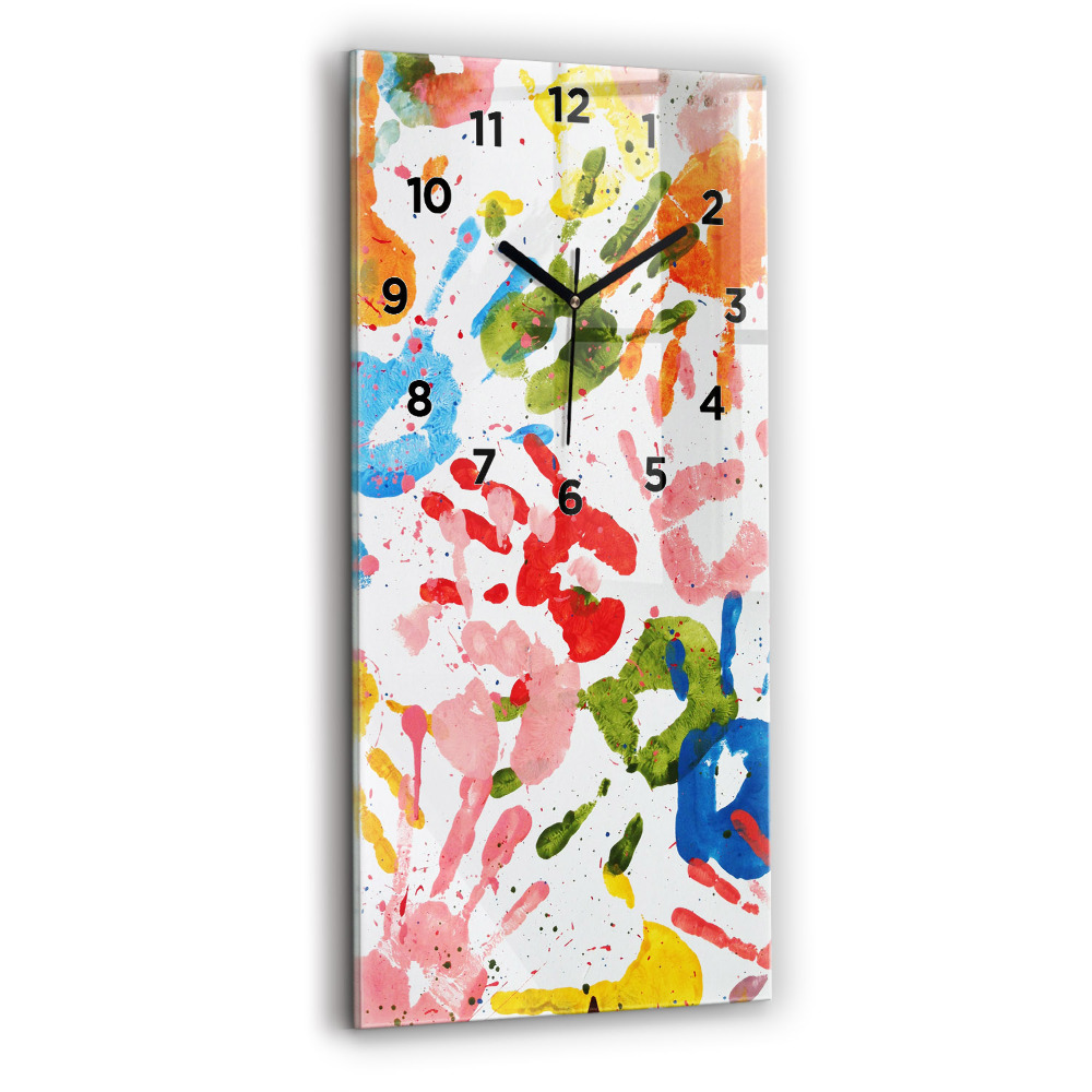 Horloge rectangulaire verticale Empreintes de mains d'enfants