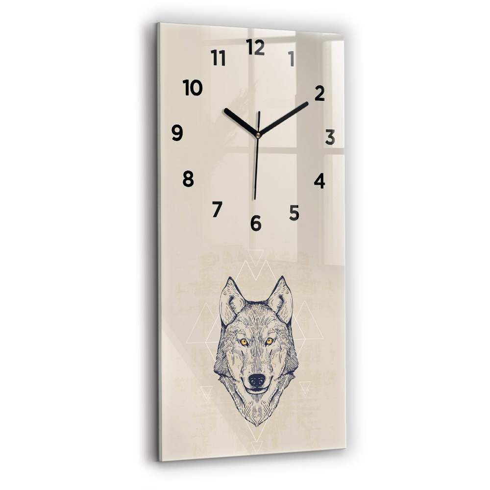 Horloge murale en verre rectangulaire Tête de loup