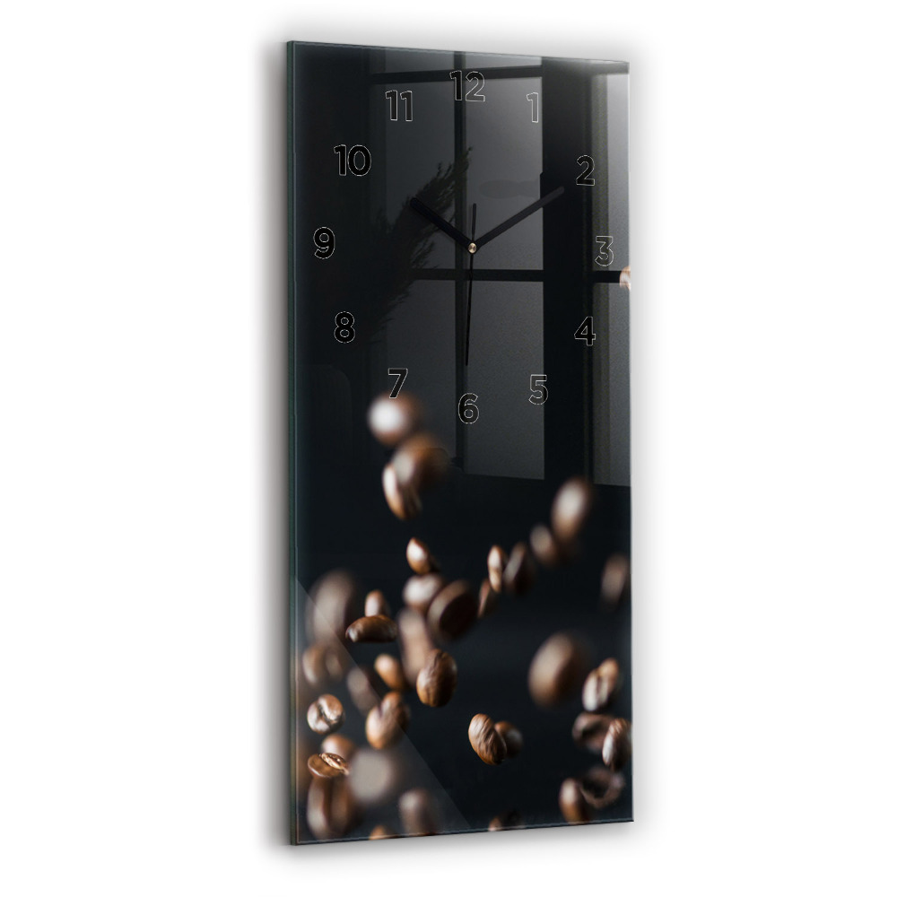 Horloge murale en verre rectangulaire Grains de café