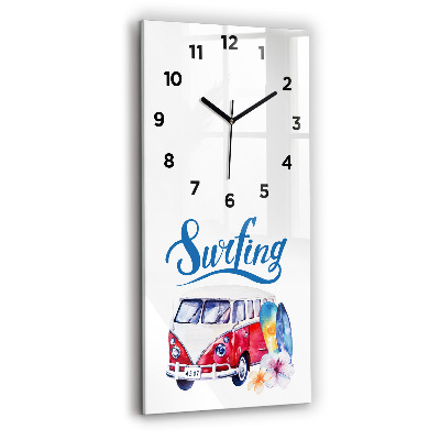 Horloge verticale en verre Voiture et enseigne Surf