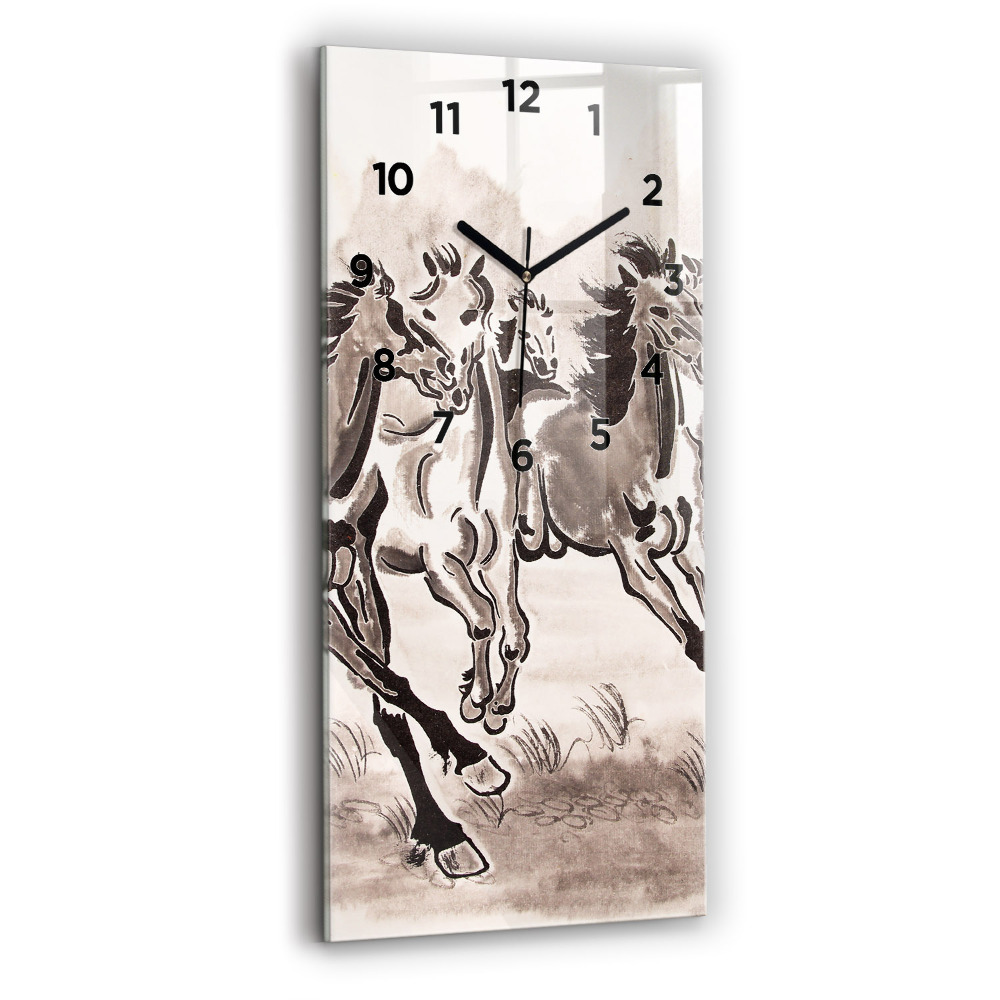 Horloge verticale en verre Chevaux au galop