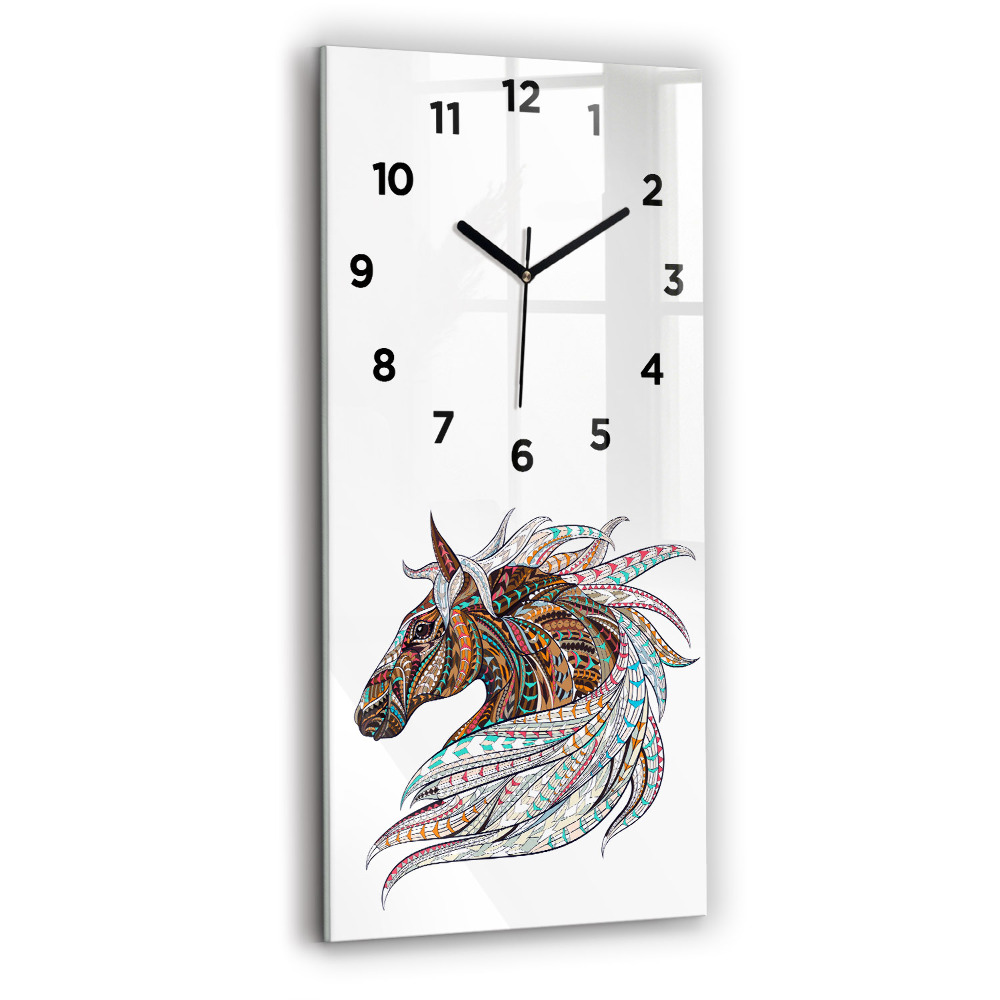 Horloge murale en verre rectangulaire Illustration d'un cheval