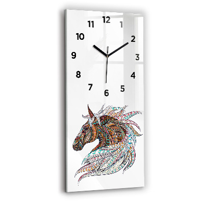 Horloge murale en verre rectangulaire Illustration d'un cheval