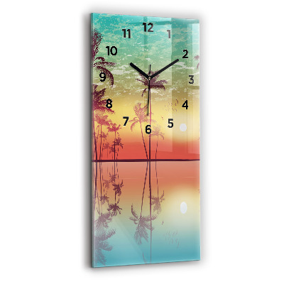 Horloge verticale en verre Palmiers tropicaux