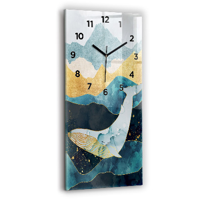 Horloge verticale en verre Baleine abstraite