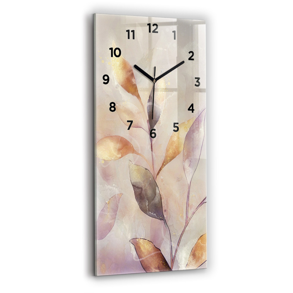 Horloge verticale en verre Feuilles abstraites boho