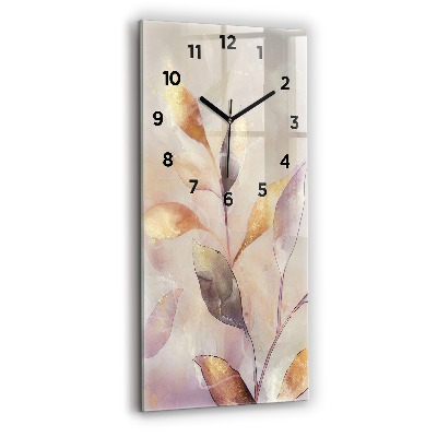 Horloge verticale en verre Feuilles abstraites boho