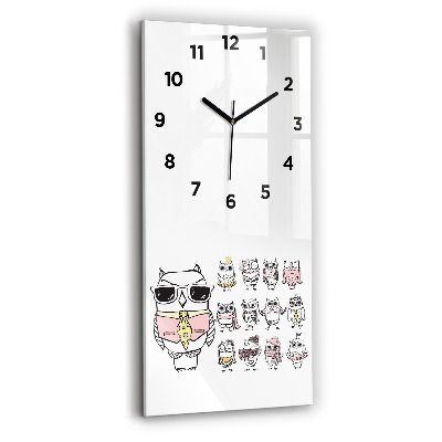 Horloge murale verticale Affiche vintage avec des hiboux