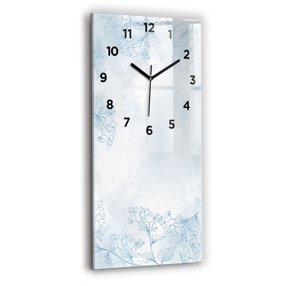 Horloge murale en verre rectangulaire Croquis de plantes