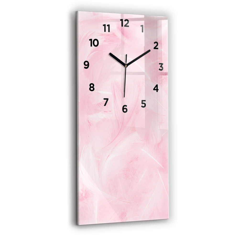 Horloge verticale en verre Plumes abstraites