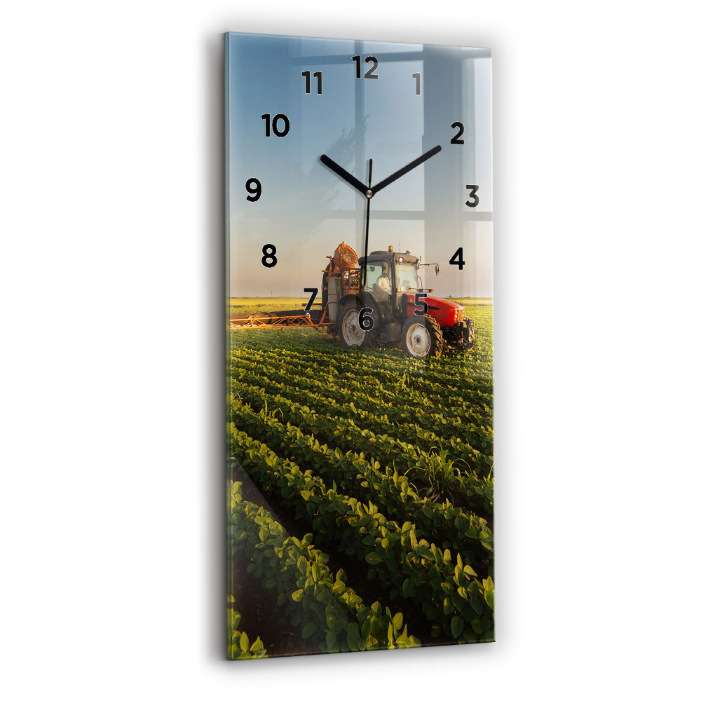 Horloge verticale en verre Tracteur dans un champ agricole