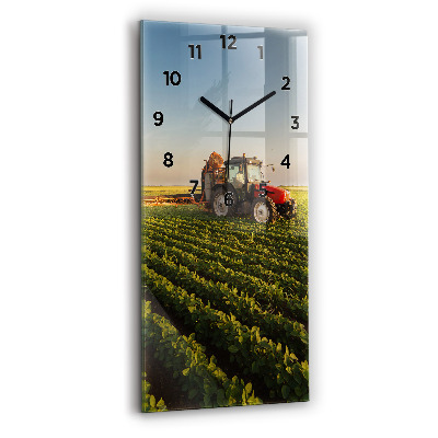 Horloge verticale en verre Tracteur dans un champ agricole