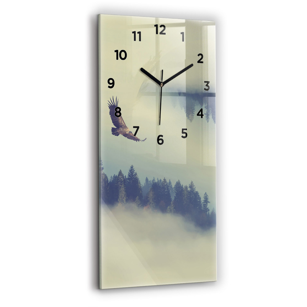 Horloge verticale en verre Aigle des forêts brumeuses