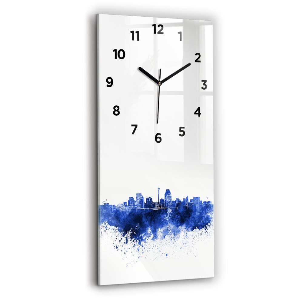 Horloge murale en verre rectangulaire Aquarelle de San Antonio