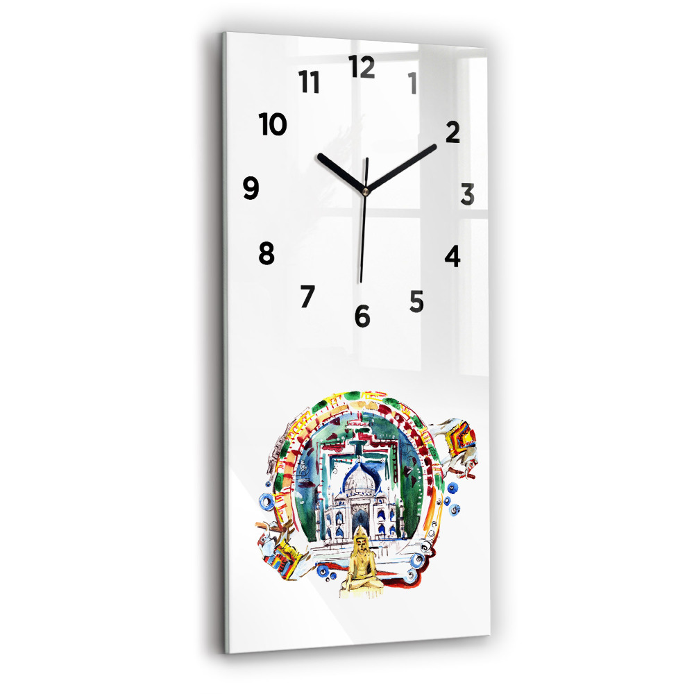 Horloge murale en verre rectangulaire Peinture de Bouddha dans un temple