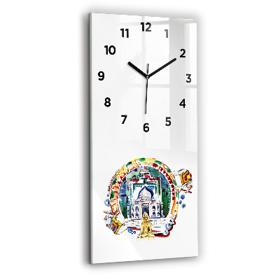 Horloge murale en verre rectangulaire Peinture de Bouddha dans un temple