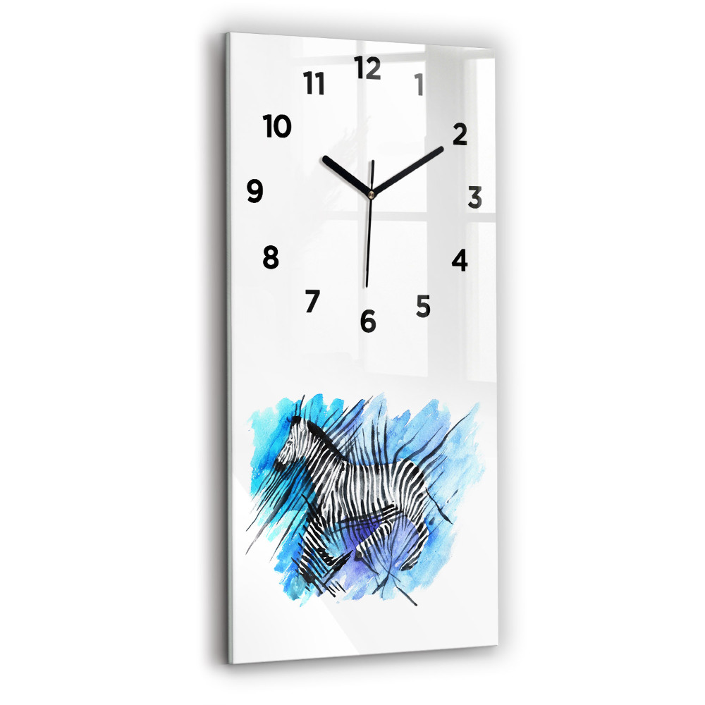 Horloge verticale en verre Zèbre peint asymétrique