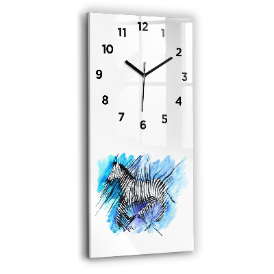 Horloge verticale en verre Zèbre peint asymétrique