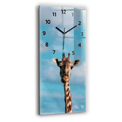 Horloge murale verticale Tête de girafe sur fond de ciel