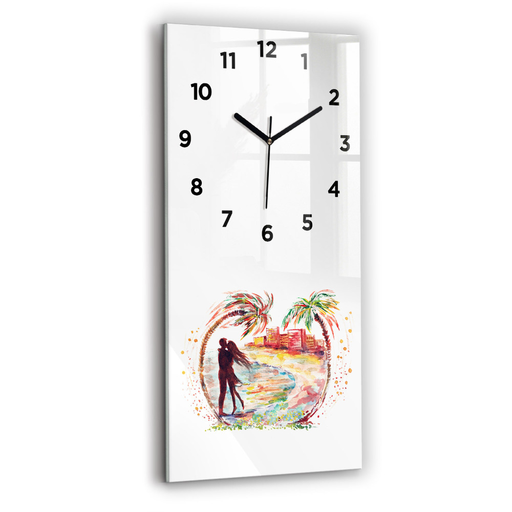 Horloge murale en verre rectangulaire Aquarelle Amour à Miami Beach