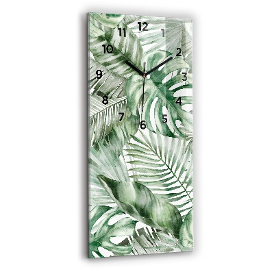 Horloge murale en verre rectangulaire Feuilles de plantes peintes
