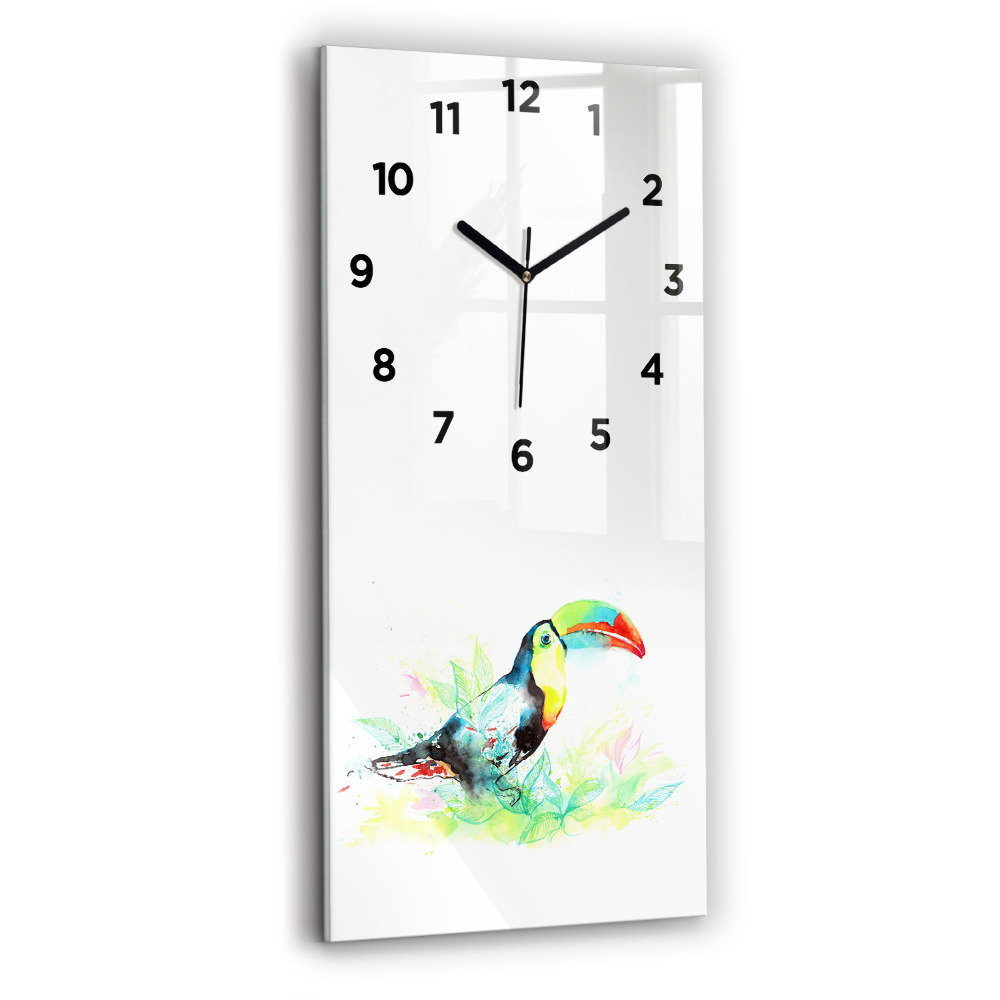 Horloge rectangulaire verticale Toucan dans l'herbe