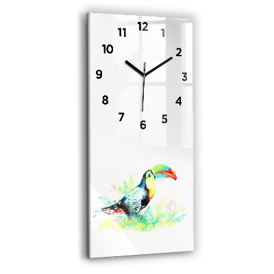 Horloge rectangulaire verticale Toucan dans l'herbe