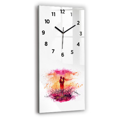 Horloge rectangulaire verticale Aquarelle d'un couple amoureux