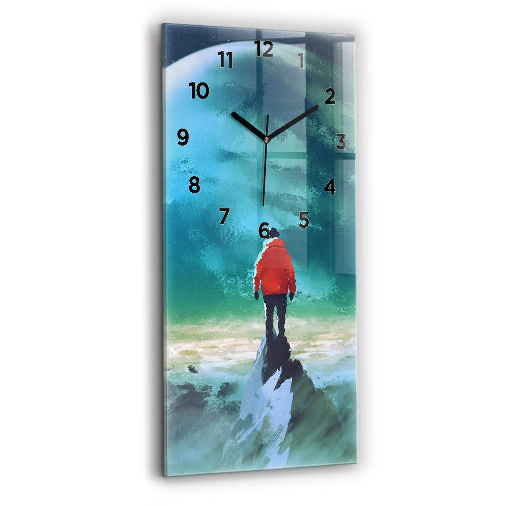 Horloge murale en verre rectangulaire Homme sur la lune