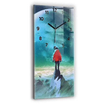 Horloge murale en verre rectangulaire Homme sur la lune