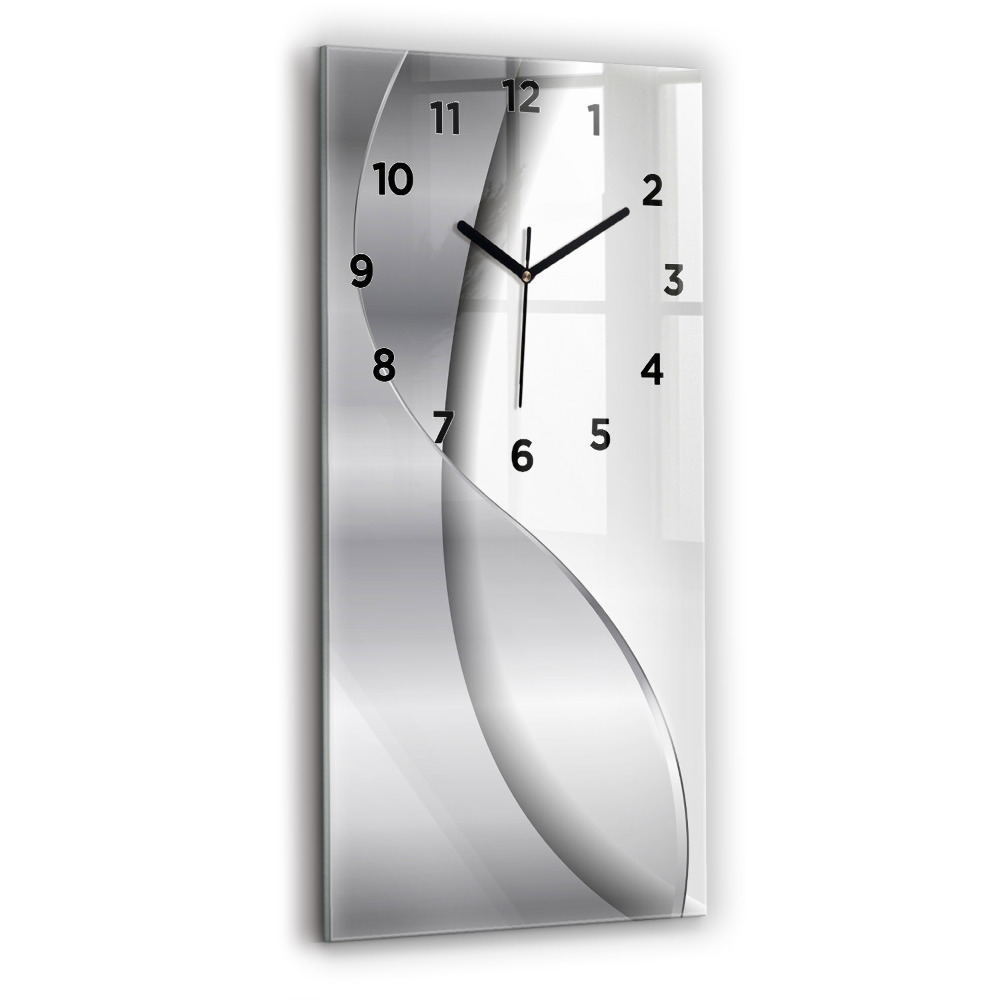 Horloge murale en verre rectangulaire Abstraction argentée