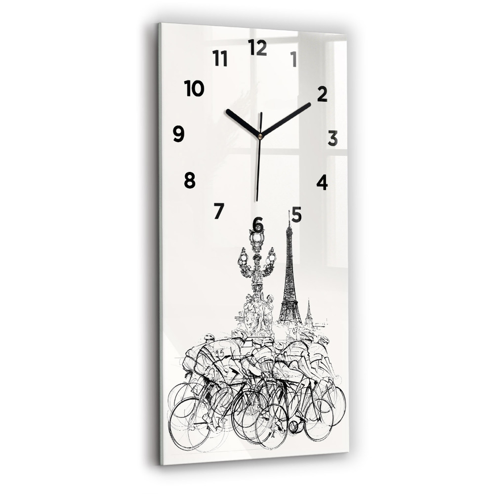 Horloge rectangulaire verticale Dessin d'une course cycliste