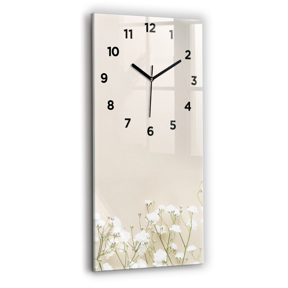 Horloge rectangulaire verticale Fleurs de gypsophile