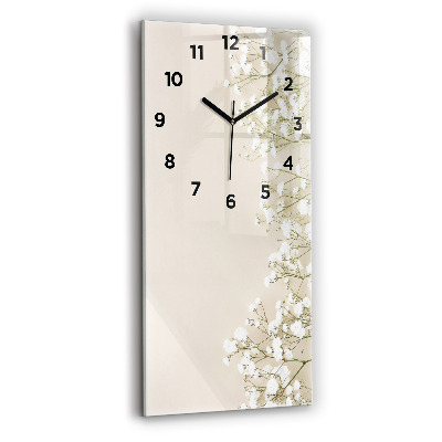 Horloge verticale en verre Fleurs de gypsophile