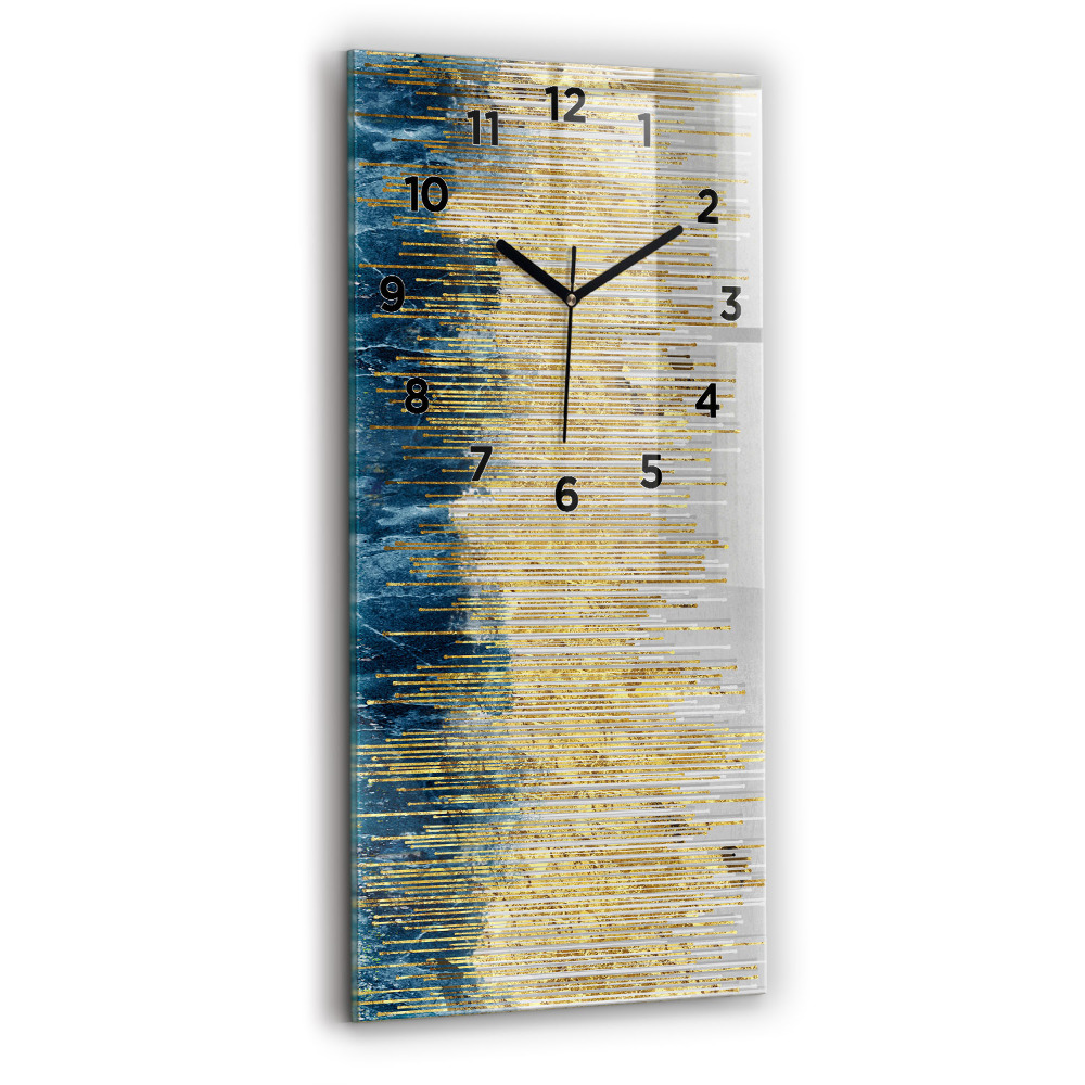Horloge murale en verre rectangulaire Motif décoratif et or