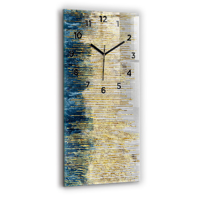 Horloge murale en verre rectangulaire Motif décoratif et or